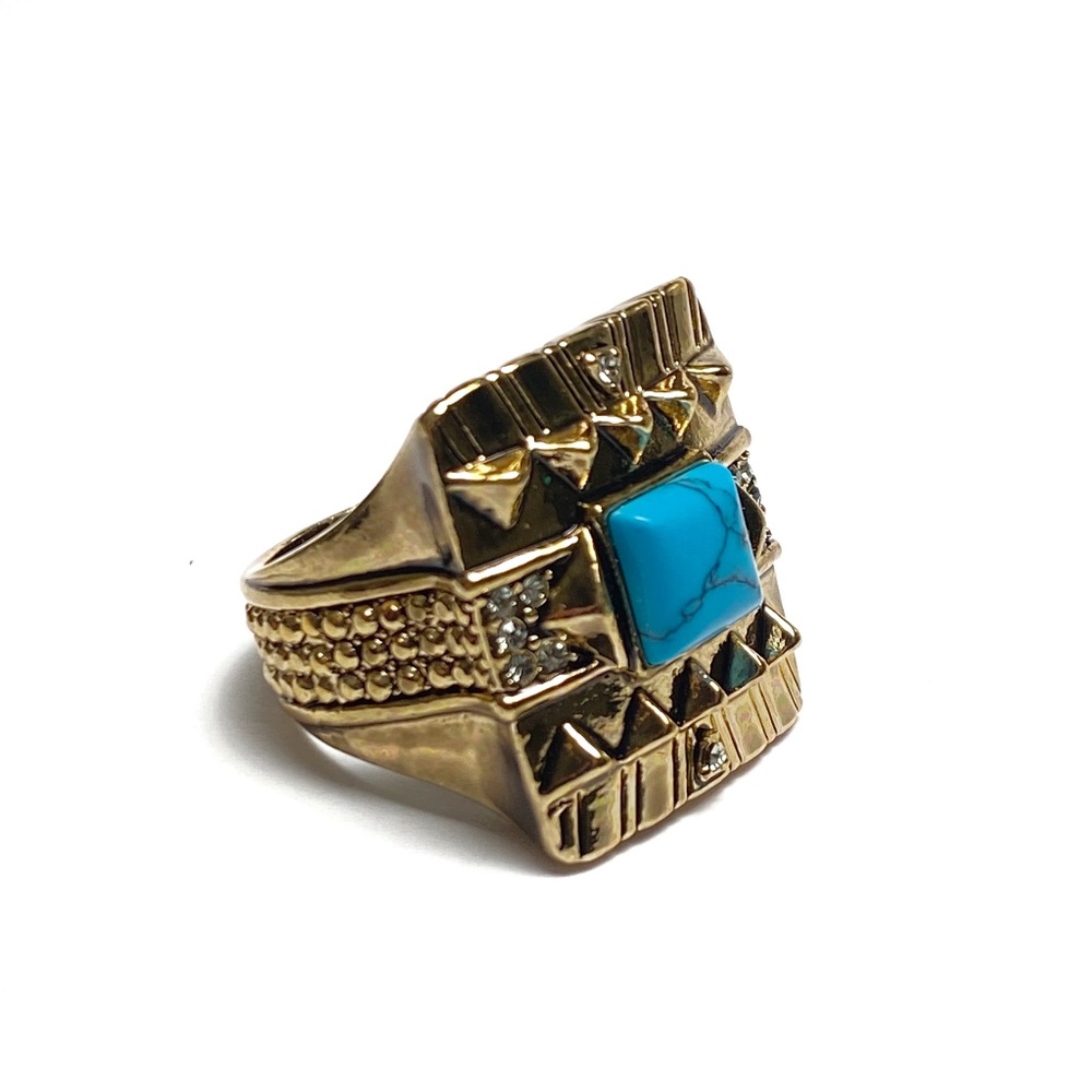 House of Harlow Cushion Square Ring in Turquoise
